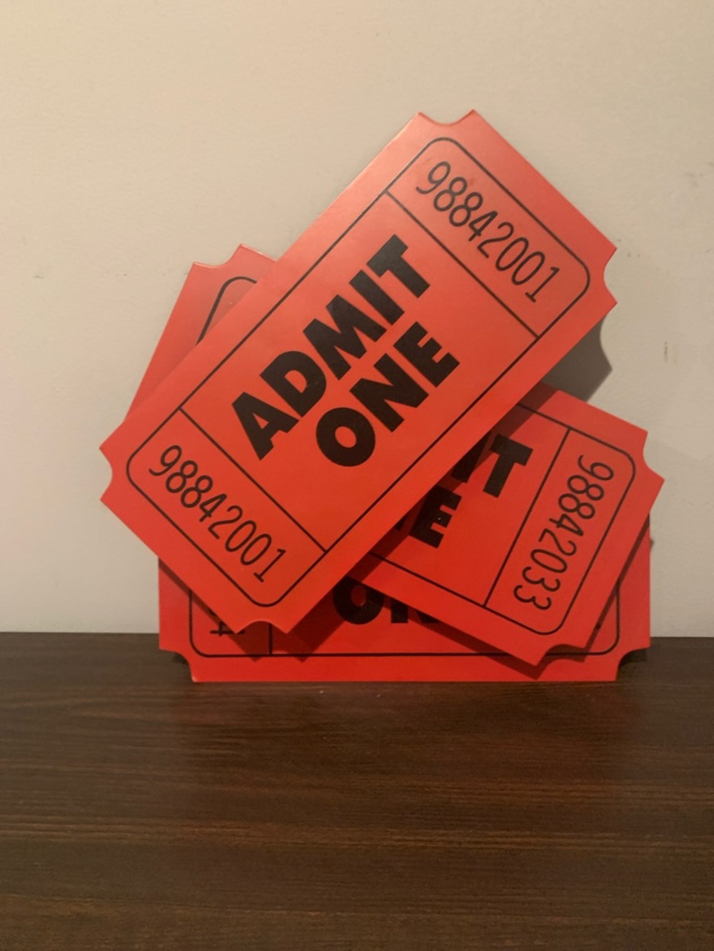Red 'Admit One' Event Tickets - Wall Hanging